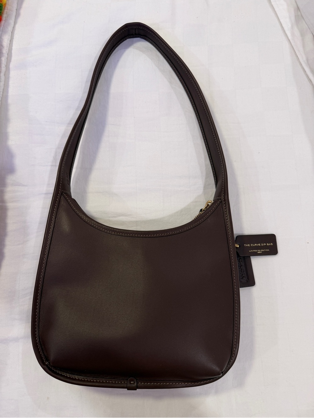 Coach Dark Brown Curved Zip Shoulder Bag
